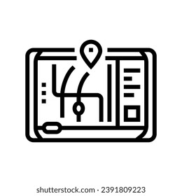 gps navigation autonomous delivery line icon vector. gps navigation autonomous delivery sign. isolated contour symbol black illustration