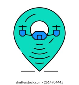 gps navigation autonomous delivery line icon vector. gps navigation autonomous delivery sign. isolated symbol illustration