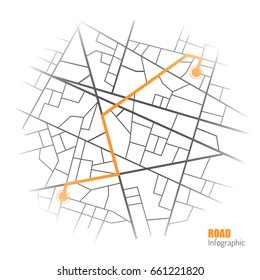 Gps navigation background. City map isolated on white. Vector illustration