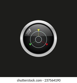 GPS navigation, black button, vector