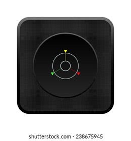 GPS navigation black square plastic button, vector, EPS 10