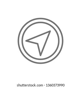 Gps navigation, compass, location line icon.
