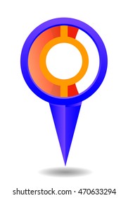 GPS Navigation, the destination marker, vector, icon of the point on the map.