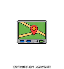 Icono del dispositivo de navegación GPS en color, aislado en fondo blanco 