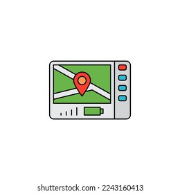 GPS Navigation device icon in color, isolated on white background 