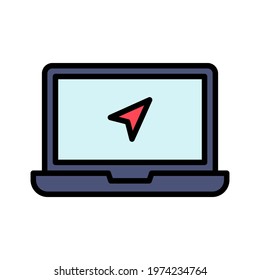 Gps, navigation, device, laptop icon vector image. Can also be used for Navigation. Suitable for use on web apps, mobile apps and print media.
