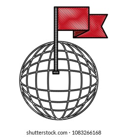 gps navigation flag pin with map icon