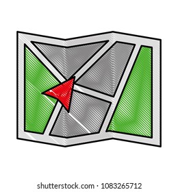 gps navigation folded map arrow direction app