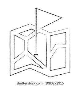 gps navigation folded map flag pointer location