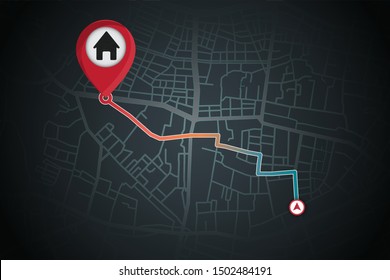 Gps navigation generate from your location to house.vector illustration