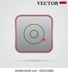 GPS navigation, gray button with a red stroke,  vector, EPS 10