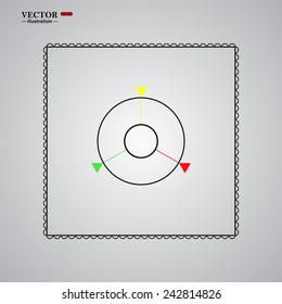 GPS navigation, gray button with a red stroke, vector illustration, EPS 10