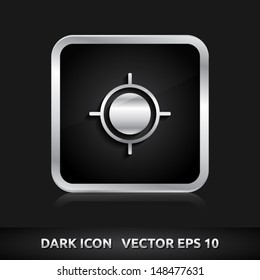 GPS navigation icon | color dark black silver metal grey white | icon set | abstract vector symbol | template design | shadows shiny | business button | abstract 3d