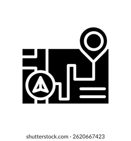Ilustración vectorial De Glifos De Icono De Navegación Gps