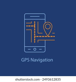 GPS-Navigationssymbol - Ortungsdienste, GPS-Verfolgung, Navigationssystem mit editierbarem Strich.