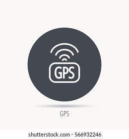 GPS navigation icon. Map positioning sign. Wireless signal symbol. Round web button with flat icon. Vector