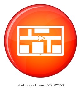 GPS navigation icon in red circle isolated on white background vector illustration