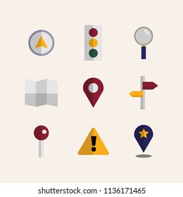 GPS navigation icon set flat vector design