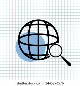 GPS Navigation Icon Sign Concept, Vector Graphic Design of Direction Navigator Symbol for Travel Destination., Traffic Label and Mapping Web Element Isolated on Paper Grid Background.
