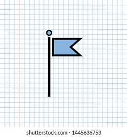 GPS Navigation Icon Sign Concept, Vector Graphic Design of Direction Navigator Symbol for Travel Destination., Traffic Label and Mapping Web Element Isolated on Paper Grid Background.