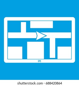GPS navigation icon white isolated on blue background vector illustration