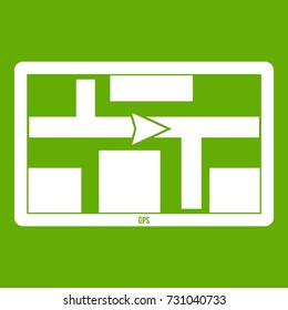 GPS navigation icon white isolated on green background. Vector illustration