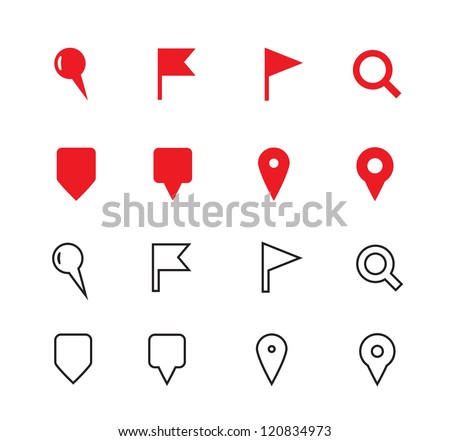 GPS and Navigation Icons on white background. Vector illustration.