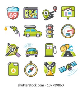 GPS and Navigation icons set 01. Happy series