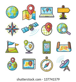 GPS and Navigation icons set 02. Happy series