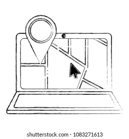 gps navigation laptop web app cursor pointer map