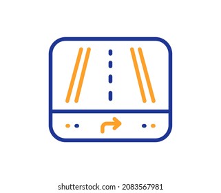 GPS navigation line icon. Road path sign. Route map device symbol. Colorful thin line outline concept. Linear style gps icon. Editable stroke. Vector
