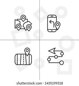 Gps navigation lineal icon set transparent background.