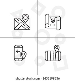 Gps navigation lineal icon set transparent background.
