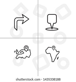 Gps navigation lineal icon set transparent background.