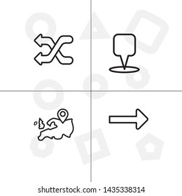 Gps navigation lineal icon set transparent background.