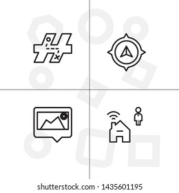 Gps navigation lineal icon set transparent background.
