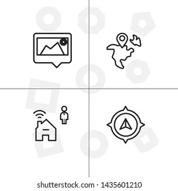 Gps navigation lineal icon set transparent background.