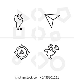 Gps navigation lineal icon set transparent background.