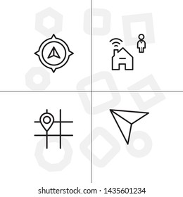 Gps navigation lineal icon set transparent background.
