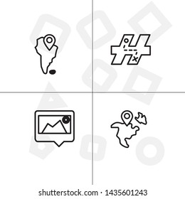 Gps navigation lineal icon set transparent background.