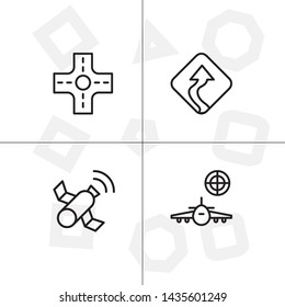 Gps navigation lineal icon set transparent background.