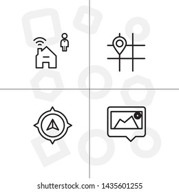 Gps navigation lineal icon set transparent background.