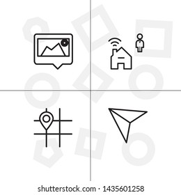 Gps navigation lineal icon set transparent background.