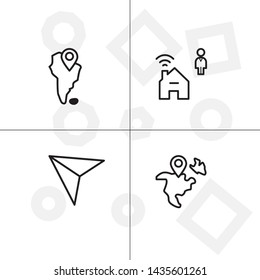 Gps navigation lineal icon set transparent background.