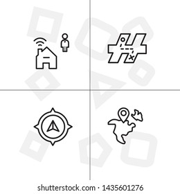 Gps navigation lineal icon set transparent background.