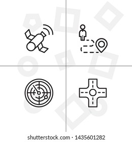 Gps navigation lineal icon set transparent background.