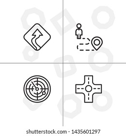Gps navigation lineal icon set transparent background.