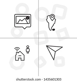 Gps navigation lineal icon set transparent background.