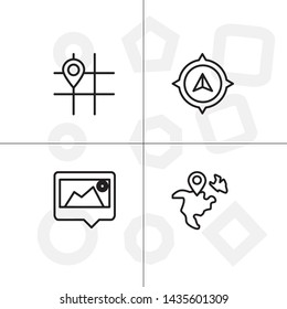 Gps navigation lineal icon set transparent background.