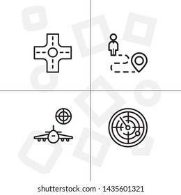 Gps navigation lineal icon set transparent background.